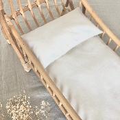 Matelas et oreiller pour lit de poupe - coton blanc cru