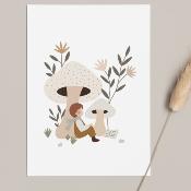 Carte postale avec enveloppe - Flâner sour les champignons