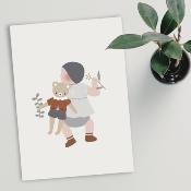 Carte postale avec enveloppe - Bébé et son doudou garçon
