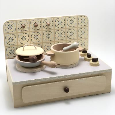 Coffret table de cuisson dinette et accessoires de cuisine en bois