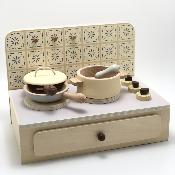 Coffret table de cuisson dinette et accessoires de cuisine en bois