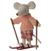 Maileg Winter Mouse with ski set - big sister