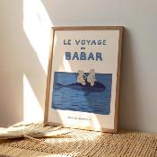 Affiche Poster BABAR encadre - Les voyages de Babar / baleine
