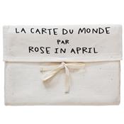 Poster Toile Coton Carte du monde Rose in April - version FR
