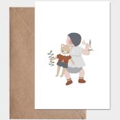 Carte postale avec enveloppe - Bb et son doudou garon