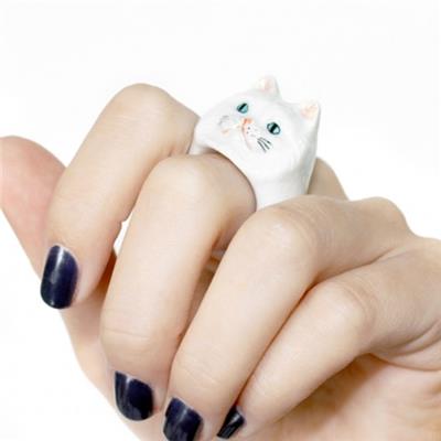 Persan white cat Alice Ring NACH BIJOUX l little-home.fr Jewelry made in france