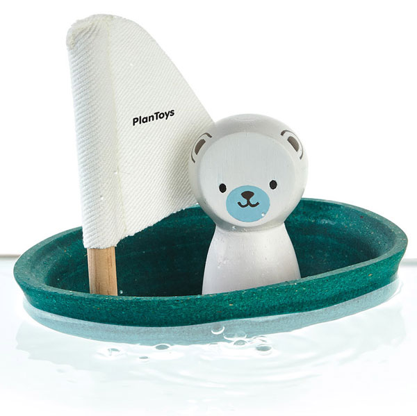 Jouet bain bateau ours polaire PLAN TOYS l  Jouet bain Enfant  Jouet d'activité Bois
