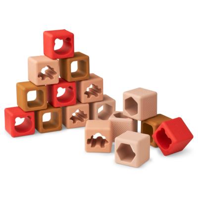 6 Cubes / blocs de construction Loren - Rose multi mix