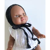 Poupée fille / Baby Doll - Gingham noir / blanc