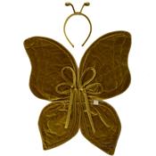 Ailes de papillon et serre-tête en velours N74 - ocre gold