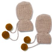 Moufles / gants tricot pompons - Creamy White