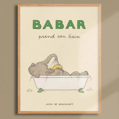 Affiche Poster BABAR - Babar prend son bain