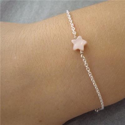 Bracelet mini étoile nacre rose
