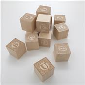 Cubes gravés Alphabet en bois - naturel
