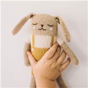 Peluche doudou Lapin main sauvage - moutarde