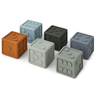 6 petits Cubes / Dés Gloria - Bleu multi mix