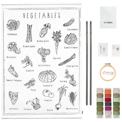 Kit créatif broderie School Poster - Vegetables