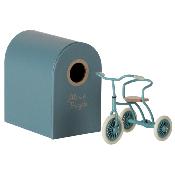 Abri w. tricycle, Mouse, Maileg - Petrol Blue