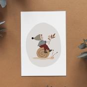 Carte postale avec enveloppe - Léo l'escargot