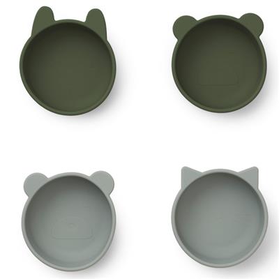 4 bols Iggy animaux silicone - mix hunter green