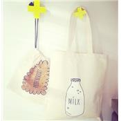 Tote-bag / sac de course ou emballage cadeau réutilisable - milk