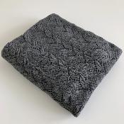 Couverture plaid tricot vintage / couvre-lit Naco - gris chiné