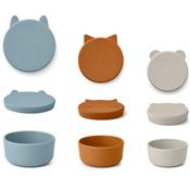 3 boîtes Snack animaux silicone - mix blue