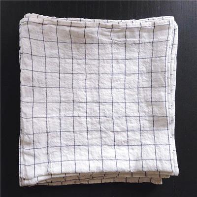 6 serviettes de table 45 x 45 linge particulier - carreaux blanc / marine 