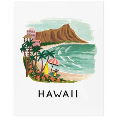 Affiche illustrée / Poster 28 x 35 cm - Hawaii