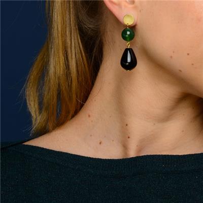 Boucles d'oreilles titlee - Sutton vert / noir