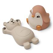 2 jouets bain Ours / Pingouin - Rose mix