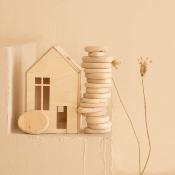 Maison de poupée en bois avec magnets Babai taille L - Naturel 