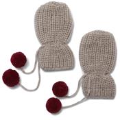 Moufles / gants tricot pompons - Paloma Brown