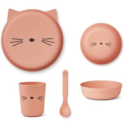 Coffret Set Repas vaisselle 100% PLA Brody chat - cat rose blush