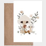 Carte postale avec enveloppe - Flâner sour les champignons