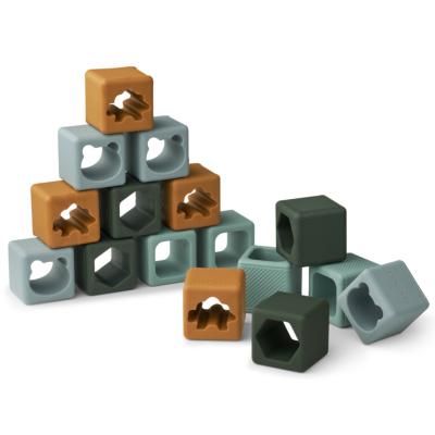 6 Cubes / blocs de construction Loren - Green multi mix