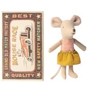 Little sister Mouse maileg in box - gold tutu
