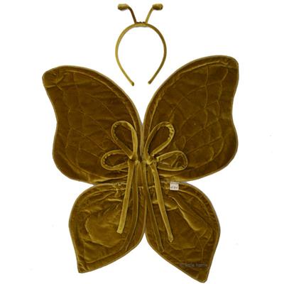Ailes de papillon et serre-tête en velours N74 - ocre gold
