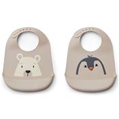 2 Bavoirs Tilda silicone Pingouin et Ours - Artic Mix