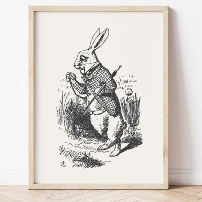Affiche Poster ALICE au pays des merveilles - Montre à motif lapin blanc