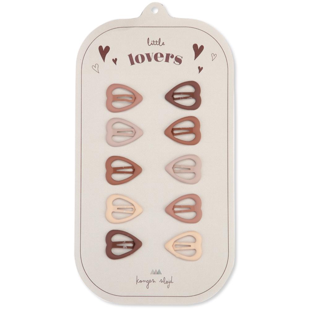 10 Pack Baby Hair Clips Heart KONGES SLOJD - Rosie Shades l 