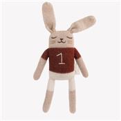 Peluche doudou Lapin main sauvage - maillot sienne