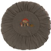 Coussin rond brodé L - Mushrooms Green