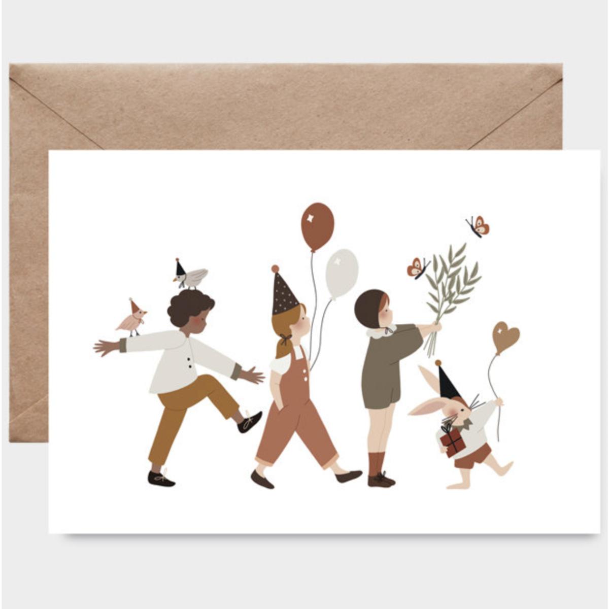Carte postale avec enveloppe Atelier Oranger - C'est la fête l   Carte rétro