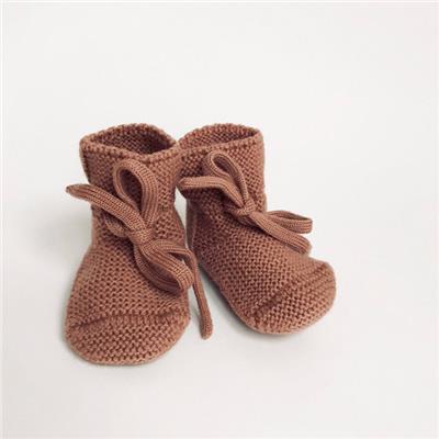Chaussons Booties tricot - brique