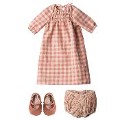 Vêtements lapin maileg robe et accessoires roses - Taille 5 (mega)