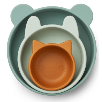 3 bols animaux silicone - peppermint multi mix