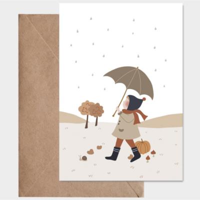 Carte postale avec enveloppe - Sous mon parapluie