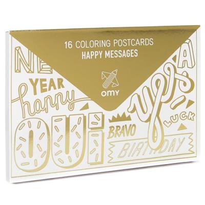 Cartes postales à colorier - Happy message