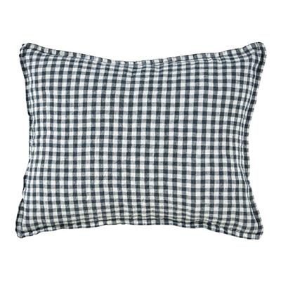 Housse coussin vichy anthracite 35 x 45